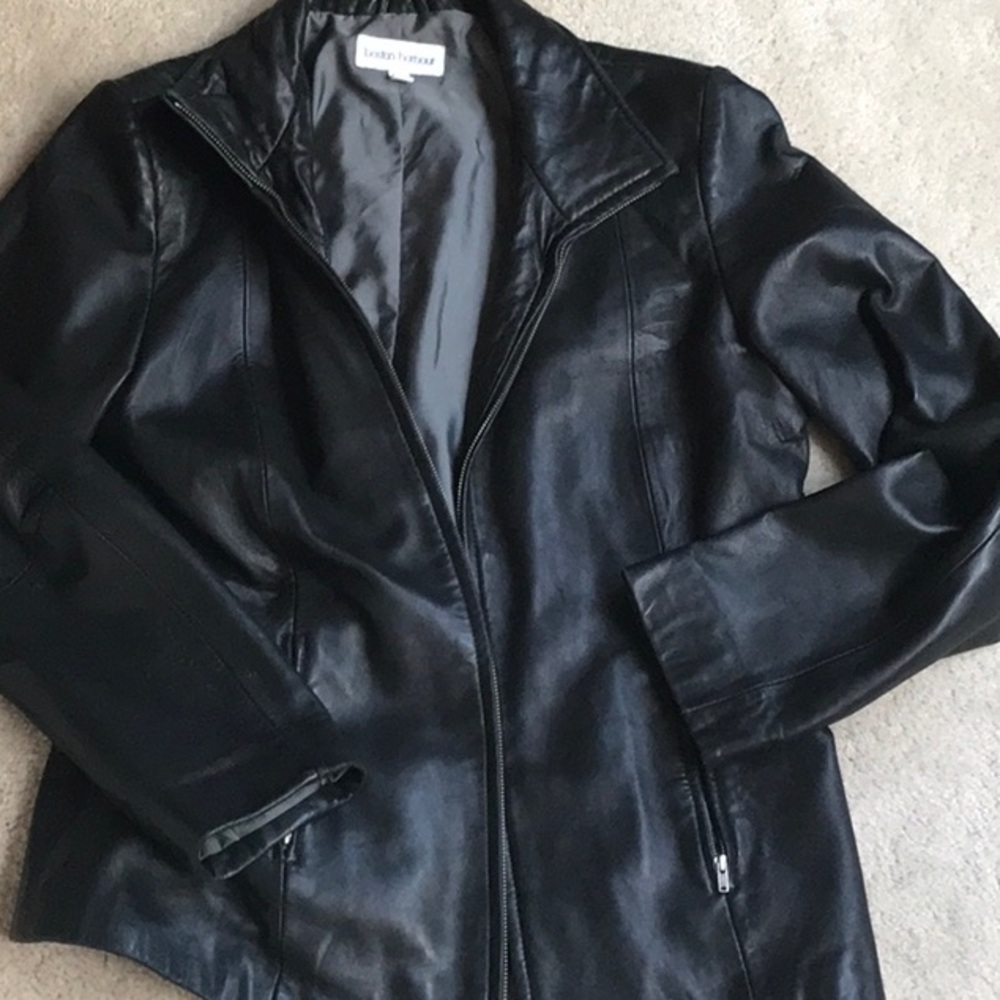 Boston Harbour genuine soft leather black zippered 2 pockets, jacket. La…